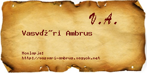Vasvári Ambrus névjegykártya