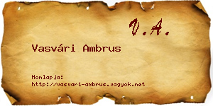 Vasvári Ambrus névjegykártya